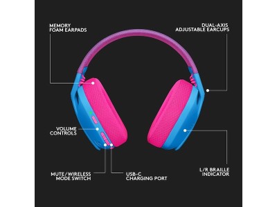 Logitech G435 Lightspeed Wireless Gaming Headset, RF/Bluetooth - Blå#4