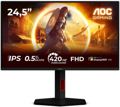 24.5" AOC 25G4KUR, Fast IPS 1920x1080, 0,5ms, 420Hz, HDR400, höjdjusterbar, pivot, 2xHDMI/DP, USB 3.2-hubb#1