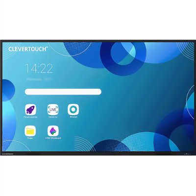 86" Clevertouch Pro Series 3, 4K/3840x2160, 3xHDMI in, 1x HDMI ut, Displayport, LAN/WiFi 6/USB-C 65W, Android 14, högtalare, 50-punkters multi-touch