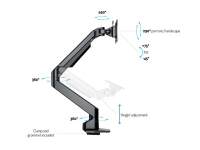 Bordsfäste Multibrackets M VESA Gas Lift Arm Single HD, max 21kg - Svart#5