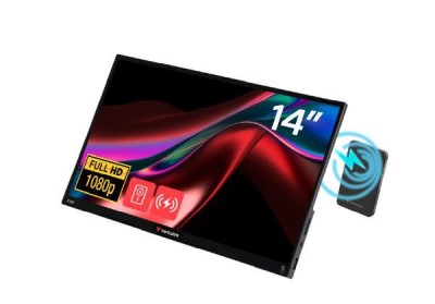 14" Verbatim Portable FHD Touch Monitor LIGHT with Wireless Power
