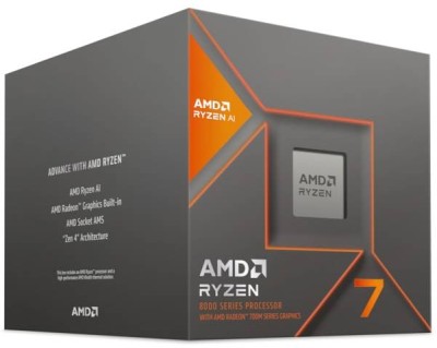 AMD Ryzen 7 8700G 8-Core 16-Thread (65W), 4,2/5,1 GHz, 24 MB cache, Socket AM5, boxad med Wraith Spire-kylare