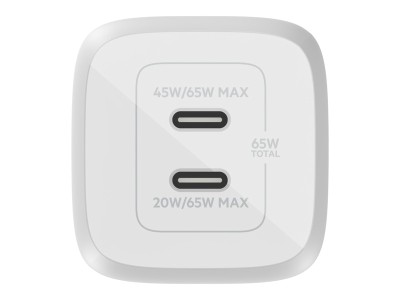 AC-adapter Belkin Boost Charge Pro 65W, Dual USB-C GaN Wall Charger med PPS - Vit#2
