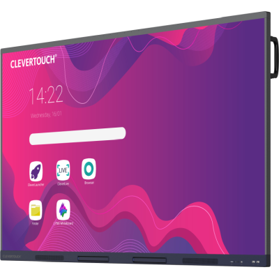 86" Clevertouch IMPACT Max 2, 4K/3840x2160, 3xHDMI in, 1x HDMI ut, Displayport, LAN/WiFi/USB-C 100W, Android 13, högtalare, IR Multi-touch