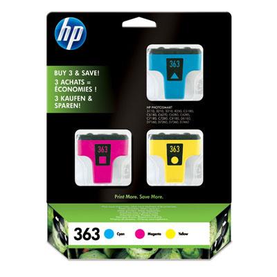 HP 363 Färg 3-pack CMY (CB333EE), 3,5 ml, Photosmart C7180/C6180/C5180/3210