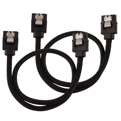 SATA3 kabel Corsair Premium Sleeved Set with Straight Connectors, 30 cm, 2-pack - Svart
