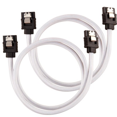 SATA3 kabel Corsair Premium Sleeved Set with Straight Connectors, 60 cm, 2-pack - Vit