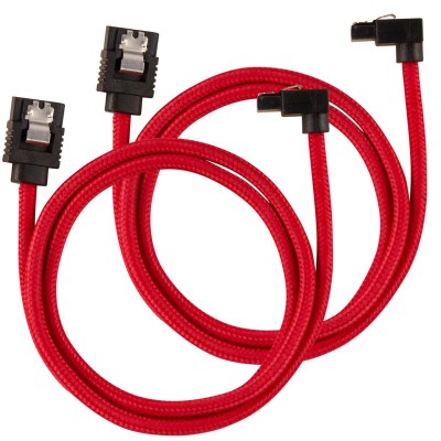 SATA3 kabel Corsair Premium Sleeved Set with 90° Connectors, 60 cm, 2-pack - Röd