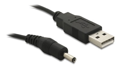DeLOCK USB-strömkabel, USB 2.0 Typ A ha - DC 3,5x1,35mm, DC-kontakt längd 10,5mm, 5V, 1,5m, svart
