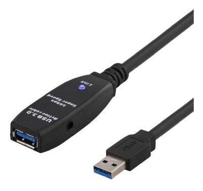 DELTACO PRIME USB 3.0-förlängningskabel, aktiv, Typ A hane - Typ A hona, 7m
