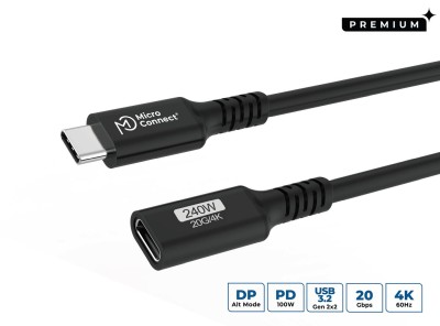 MicroConnect USB-C extension cable 1.5m, 100W, 10Gbps, USB 3.2 Gen 2x2