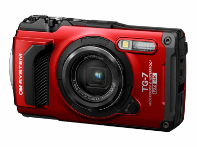 Olympus OM System TG-7 Red, 12 Mpixel, 4X zoom (25-100 mm), film 4K@30fps, vattentät till 15m, RAW, GPS, WiFi/Bluetooth - Röd#1