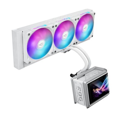 Asus ROG RYUO IV SLC 360 ARGB White, 360mm med 6.7" LCD, 120mm fläktar - Vit