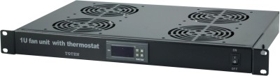 Toten 1U 19" fläktpaket med 4st fläktar, termostat, 230V, svart