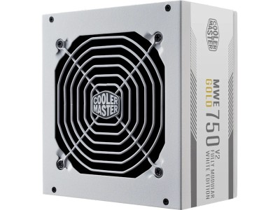 Cooler Master MWE 750W V2, ATX 3.1, 120 mm fläkt, 80PLUS Gold, semipassivt, löstagbara kablar - Vit