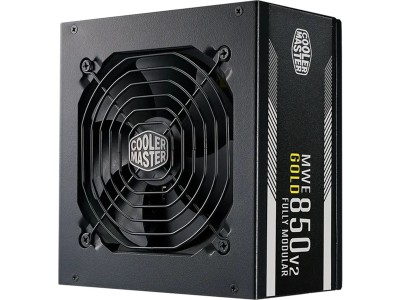 Cooler Master MWE 850W V2, ATX 3.1, 120 mm fläkt, 80PLUS Gold, semipassivt, löstagbara kablar - Svart