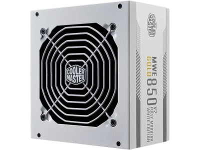 Cooler Master MWE 850W V2, ATX 3.1, 120 mm fläkt, 80PLUS Gold, semipassivt, löstagbara kablar - Vit