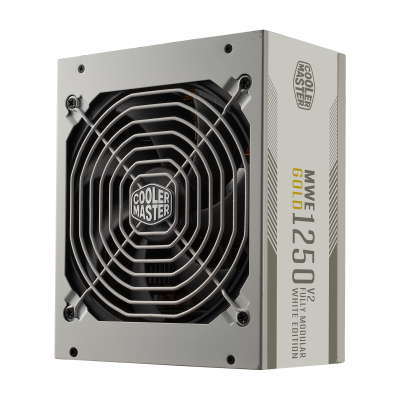 Cooler Master MWE 1250W V2, ATX 3.0, 80PLUS Gold, löstagbara kablar - Vit