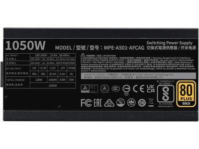 Cooler Master MWE 1050W V2, ATX 3.1, 140 mm fläkt, 80PLUS Gold, semipassivt, löstagbara kablar#3