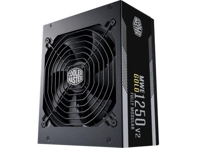 Cooler Master MWE 1250W V2, ATX 3.1, 140 mm fläkt, 80PLUS Gold, semipassivt, löstagbara kablar - Svart