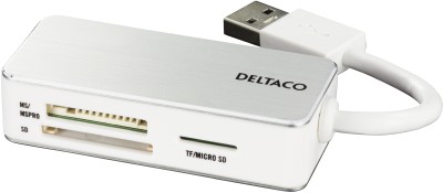 DELTACO Minneskortläsare UCR-147 USB 3.0, vit/silver
