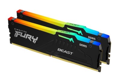 16 GB (2x8GB) DDR5-5200 Kingston FURY Beast RGB CL40, XMP - Svart