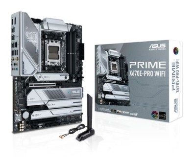 Asus PRIME X670E-PRO WIFI, AMD AM5, ATX, 4xDDR5, 2xPCI Express, 4xM.2 + SATA3 RAID, HDMI/DP, USB-C, 2.5Gbe LAN, WiFi 6E, Bluetooth