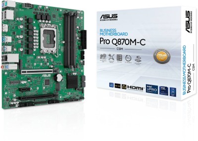 Asus PRO Q870M-C-CSM, Intel LGA1851, MicroATX, 2xPCI Express, 4xDDR5, 2xM.2 + SATA3 RAID, HDMI/2xDP, USB-C, GigaLAN