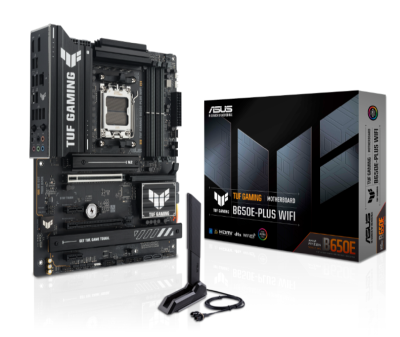Asus TUF GAMING B650E-PLUS WIFI, AMD AM5, ATX, 4xDDR5, 3xPCI Express, 3xM.2 + SATA3 RAID, HDMI/DP, USB-C, 2.5Gbe LAN, WiFi 6E, Bluetooth 5.3, Aura Sync RGB