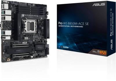 Asus PRO WS B850M-ACE SE, AMD AM5, 3xPCI Express, MicroATX, 4xDDR5, 2xM.2 + SATA3 RAID, VGA/HDMI/DP/USB-C, 10GbE+2.5GbE+1GbE LAN