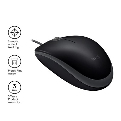 Logitech B110 Silent, 1000 dpi, USB#3