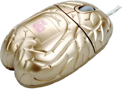 Pat Says Now Brain Gold Limited (mus formad som en hjärna i guld), Optical, USB + PS/2
