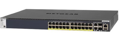 Netgear ProSafe M4300-28G-POE+, 24-port Gigabit + 2x10Gbe + 2xSFP 10Gbe, PoE+ 1000W, rackmonterad