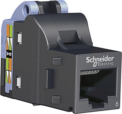 Modularjack RJ45, Actassi, Schneider, svart, UTP