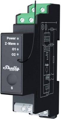Shelly Wave Pro 2PM, 2-kanals relä, max 25A, mätfunktion, Z-Wave