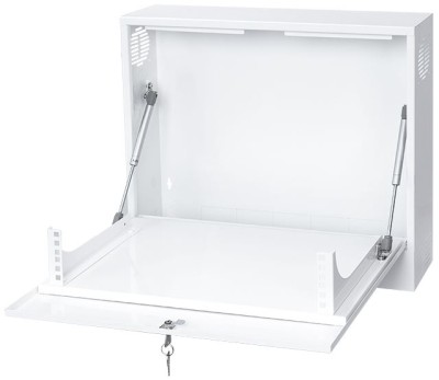 Vertikalt teknikskåp för väggmontage, 19", 2HE, 130mm djup, vit#2