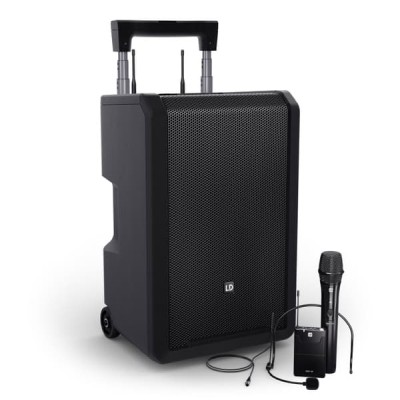 LD Systems LDANNY10HBH2B8 - 10" Portable battery-powered Bluetooth® PA System with mixer, 1x wireless handheld and 1x headset microphone (incl. bodypack)