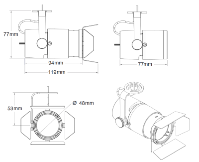 Arty Zoom 230V/10W Casambi, 4000K, Svart, 540lm, CRI 90, 7–45°, 3-fas, Potentiometer#3