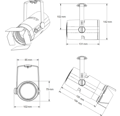 Neo Zoom 230V/24W Casambi 2700K, Svart, 1800lm, CRI 98, SDCM 2, 8–50°, 3-fas, Potentiometer#5