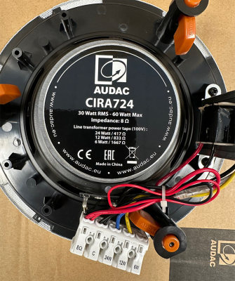 Audac CIRA724/W, 6,5 tums takhögtalare, 2-vägs, 8 ohm + 100V, 24W, vit, pris/styck#2