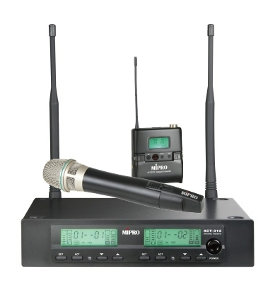Mipro system med uppladningsbar ficksändare och handmic, ACT312(II)C/32HC/32TC 8AD