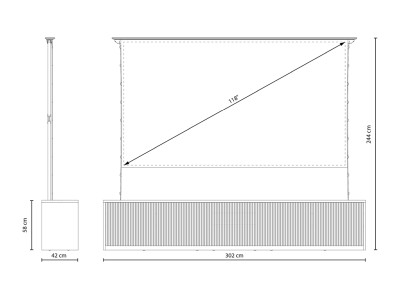 Multibrackets M Projektions-TV-möbel för laserprojektor 118" tab tension omaskerad/helvit 261 cm x 147 cm komplett med skärm och förinstallerad skärmlyft#6