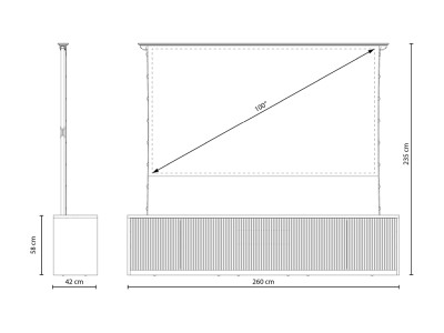 Multibrackets M Projektions-TV-möbel för laserprojektor 100", komplett med duk och förinstallerad skärmlyft, Svart#6