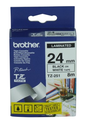 BROTHER P-Touch Tape Black On White 24mm