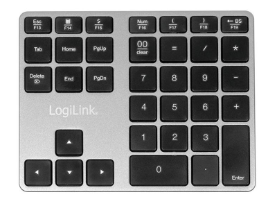 Numeriskt tangentbord LogiLink Keypad, Bluetooth, 35 tangenter, aluminium - Rymdgrå#4
