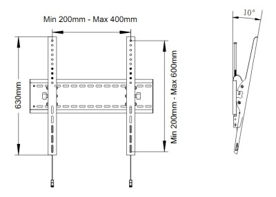 Multibrackets M Universal Tilt Wallmount SD MAX 800x600 | VESA 200x200-600x800 | Max 125kg | Svart#8