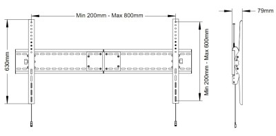 Multibrackets M Universal Tilt Wallmount SD MAX 800x600 | VESA 200x200-600x800 | Max 125kg | Svart#9
