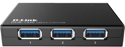 USB 3.0-hub D-Link DUB-1340, 4xUSB 3.0, inkl. strömadapter - Svart