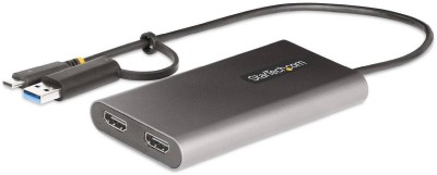 Adapter StarTech.com, USB-C/USB-A till 2xHDMI 4K@60Hz, 100W PD Pass-Through, 0,3 meter kabel