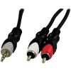 Ljudkabel 3,5 mm stereo till 2xRCA, 15 meter - Svart